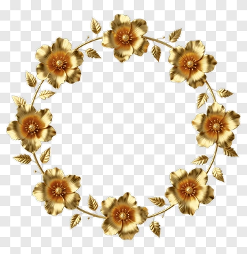 Golden Floral Wreath PNG