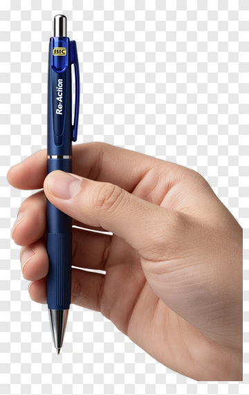 Blue Pen Held In Hand PNG