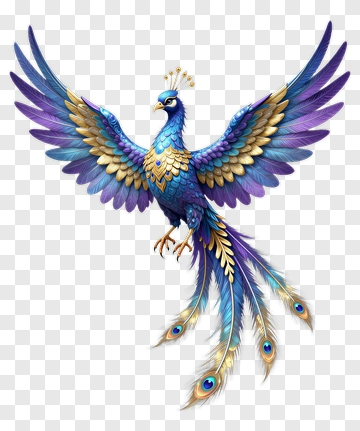 Royal Phoenix With Spread Wings PNG