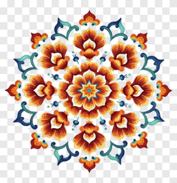Symmetrical Flower Mandala Design PNG
