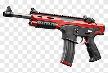 Red And Black Tactical Rifle PNG
