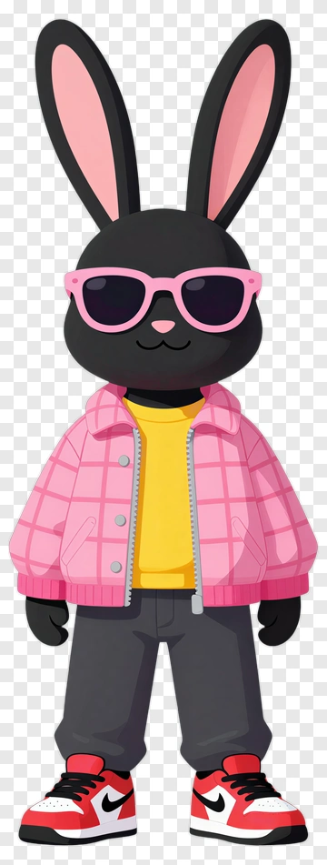 Stylish Rabbit In Pink Jacket PNG