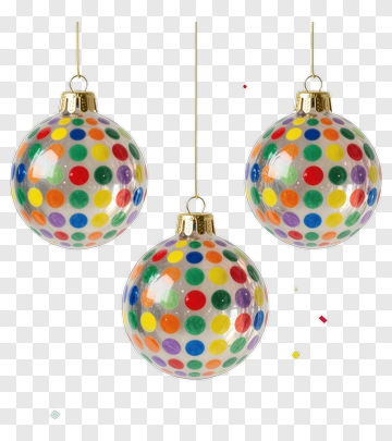 Three Polka Dot Christmas Ornaments PNG