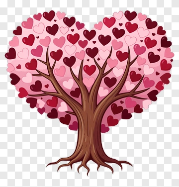 Heart Tree With Pink And Red Leaves PNG