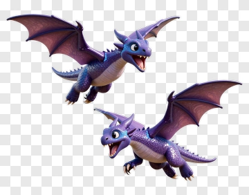 Two Flying Purple Dragons PNG