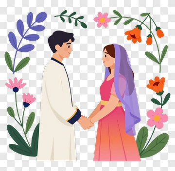Couple Holding Hands In Wedding Attire PNG