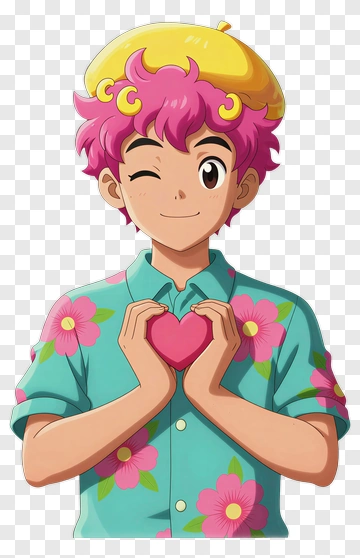 Anime Character Holding Heart PNG
