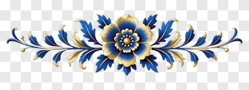 Blue And Gold Floral Ornament PNG