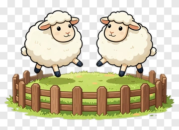 Two Sheep Jumping Over Fence PNG