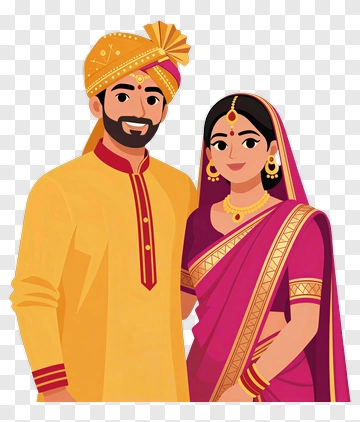 Couple In Traditional Indian Wedding Attire PNG