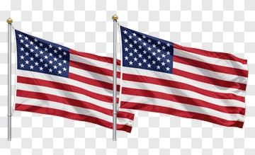 Two American Flags On Flagpoles PNG