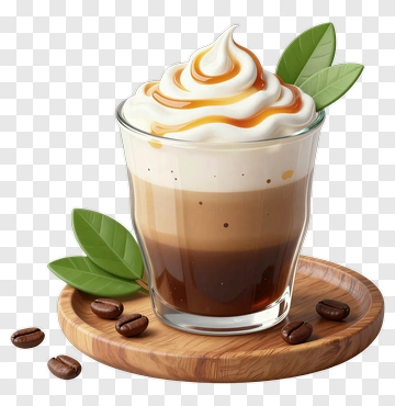 Caramel Coffee With Whipped Cream PNG