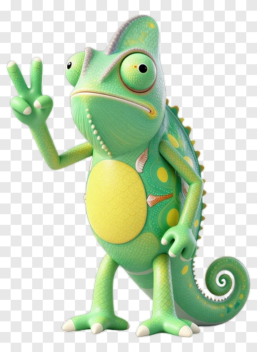 Friendly Chameleon Making Peace Sign PNG