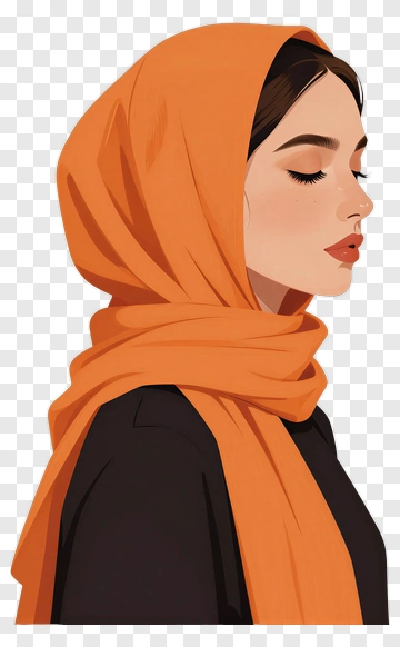 Woman Wearing Orange Headscarf PNG