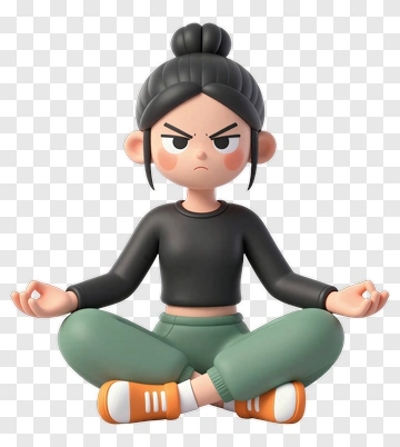 Girl Meditating With Angry Expression PNG