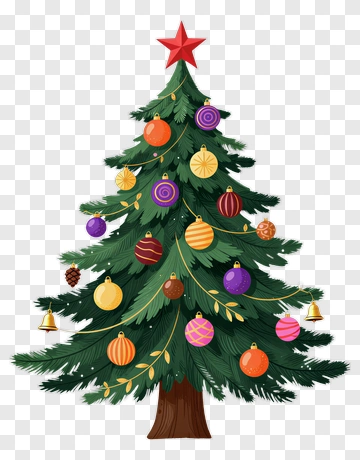 Christmas Tree With Colorful Ornaments PNG
