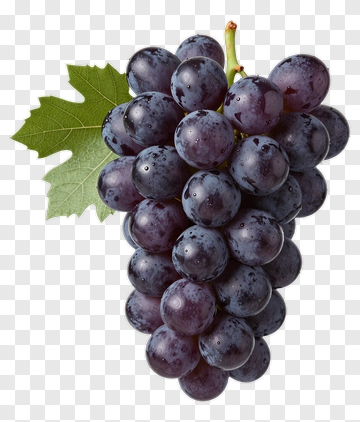 Cluster Of Purple Grapes With Leaf PNG