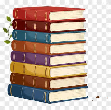 Stack Of Colorful Books With Leaves PNG
