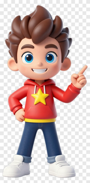 Happy Boy Character With Star Hoodie PNG