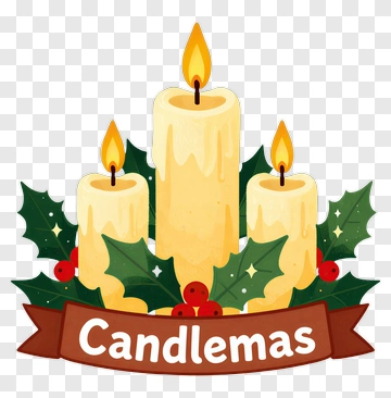 Candlemas With Burning Candles And Holly PNG