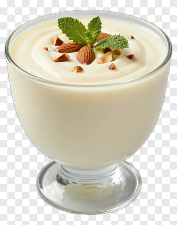 Creamy Yogurt With Almond And Mint PNG