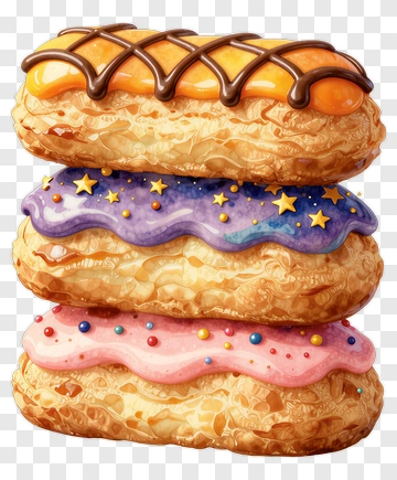 Stack Of Colorful Eclairs PNG