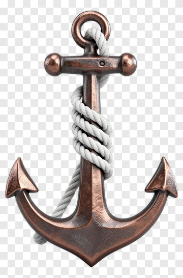 Bronze Anchor With Twisted Rope PNG