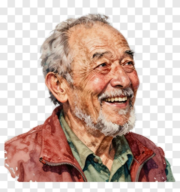 Elderly Man With White Beard Smiling PNG