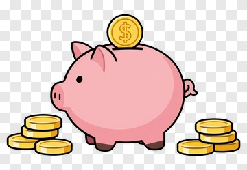 Pink Piggy Bank With Gold Coins PNG