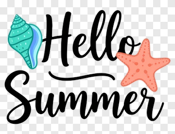 Hello Summer Beach Theme Design PNG