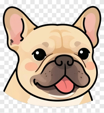 Cute French Bulldog Cartoon Portrait PNG