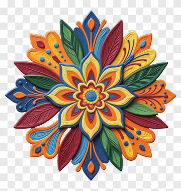 Colorful Quilled Mandala Flower Ornament PNG
