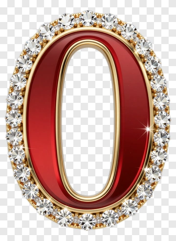 Red Gold Letter O With Diamonds PNG