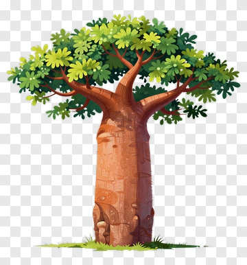 Baobab Tree With Green Leaves PNG