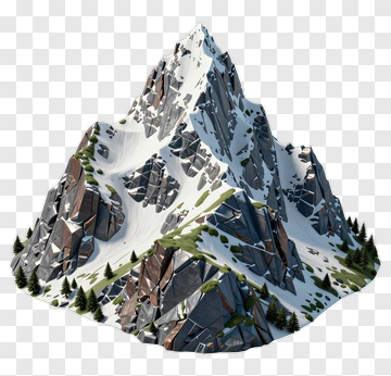 Snow-Capped Mountain With Pine Trees PNG