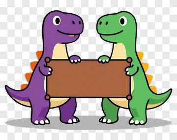 Two Dinosaur Holding Sign PNG