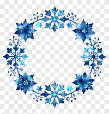 Blue Snowflake And Flower Wreath PNG