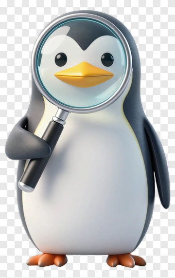 Penguin With Magnifying Glass PNG