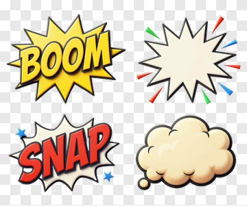 Comic Sound Effects And Speech Bubbles PNG