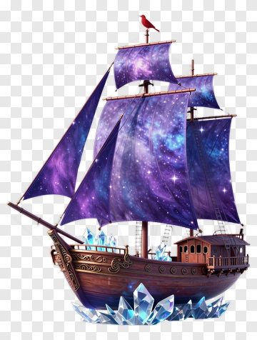 Galaxy Sailboat With Crystal Base PNG