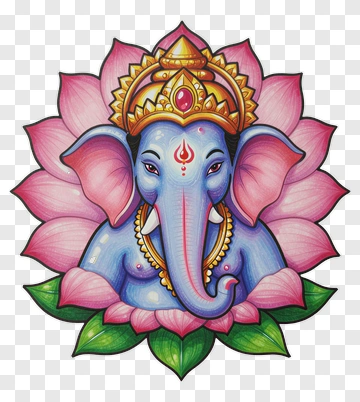 Blue Ganesha In Lotus Design PNG