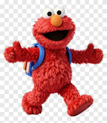 Elmo With Backpack And Books PNG