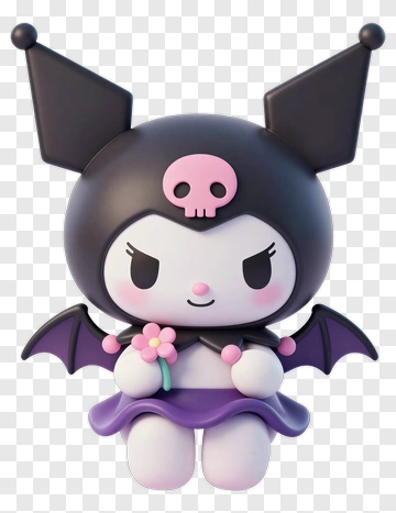 Kuromi Holding A Flower PNG
