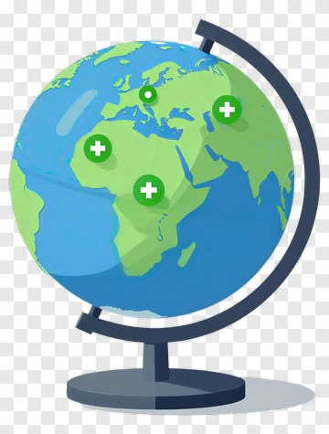 Globe With Green Markers PNG