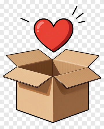 Heart Emerging From Cardboard Box PNG