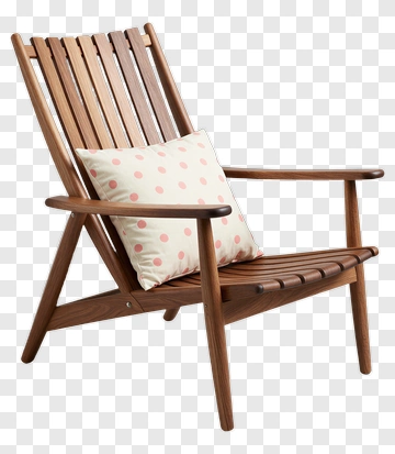 Wooden Chair With Polka Dot Cushion PNG