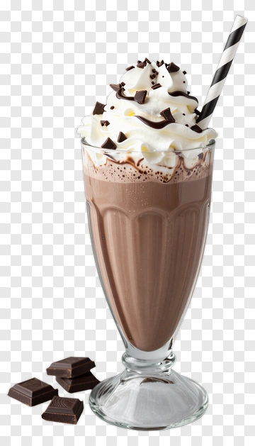 Chocolate Milkshake With Whipped Cream PNG