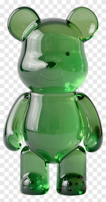 Green Glass Bear Figurine PNG