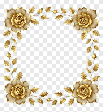 Gold Rose Frame With Leaves PNG