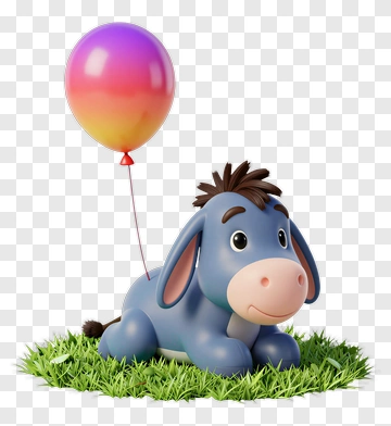 Happy Donkey With Balloon PNG